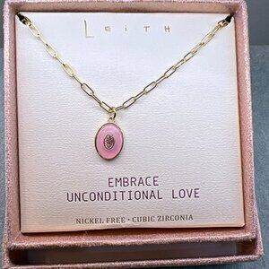 Leith NORDSTROM’S Oval CZ [Pink] Inlay Necklace  NWT